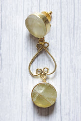 Lemon Quartz Natural Gemstone Gold Plated Modern Contemporary Dangler Earrings