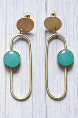 Blue Glass Stone Embedded Brass Dangler Earrings