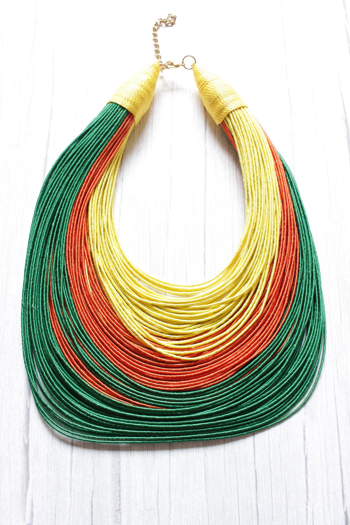 Multi-Color Handmade Silk Threads Multi-Layer Statement African Choker Necklace