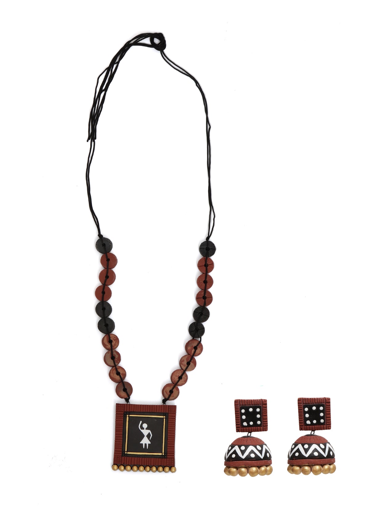 Tribal Buttoned Terracotta Necklace Set