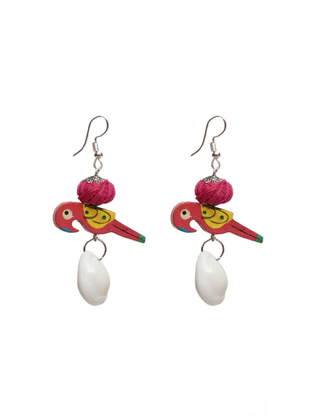 naina creations Green Wooden Parrot Earrings for Women : Amazon.in: Fashion