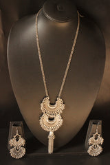 Oxidised Silver 2 layer Pendant Finish Ghungroo Beads Embellished Long Chain Necklace