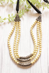 Ivory Beads Hasli Style 3 Layer Necklace with Adjustable Rope Closure