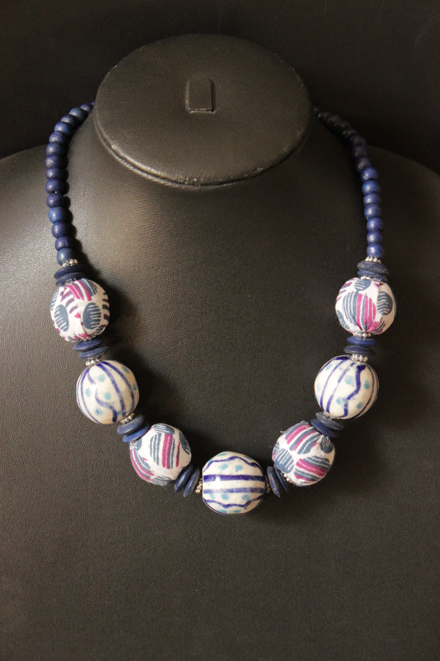 Vibrant Block Printed Fabric Choker Necklace