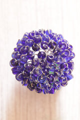 Multiple Small Purple Glass Stones Silver Finish Metal Ring