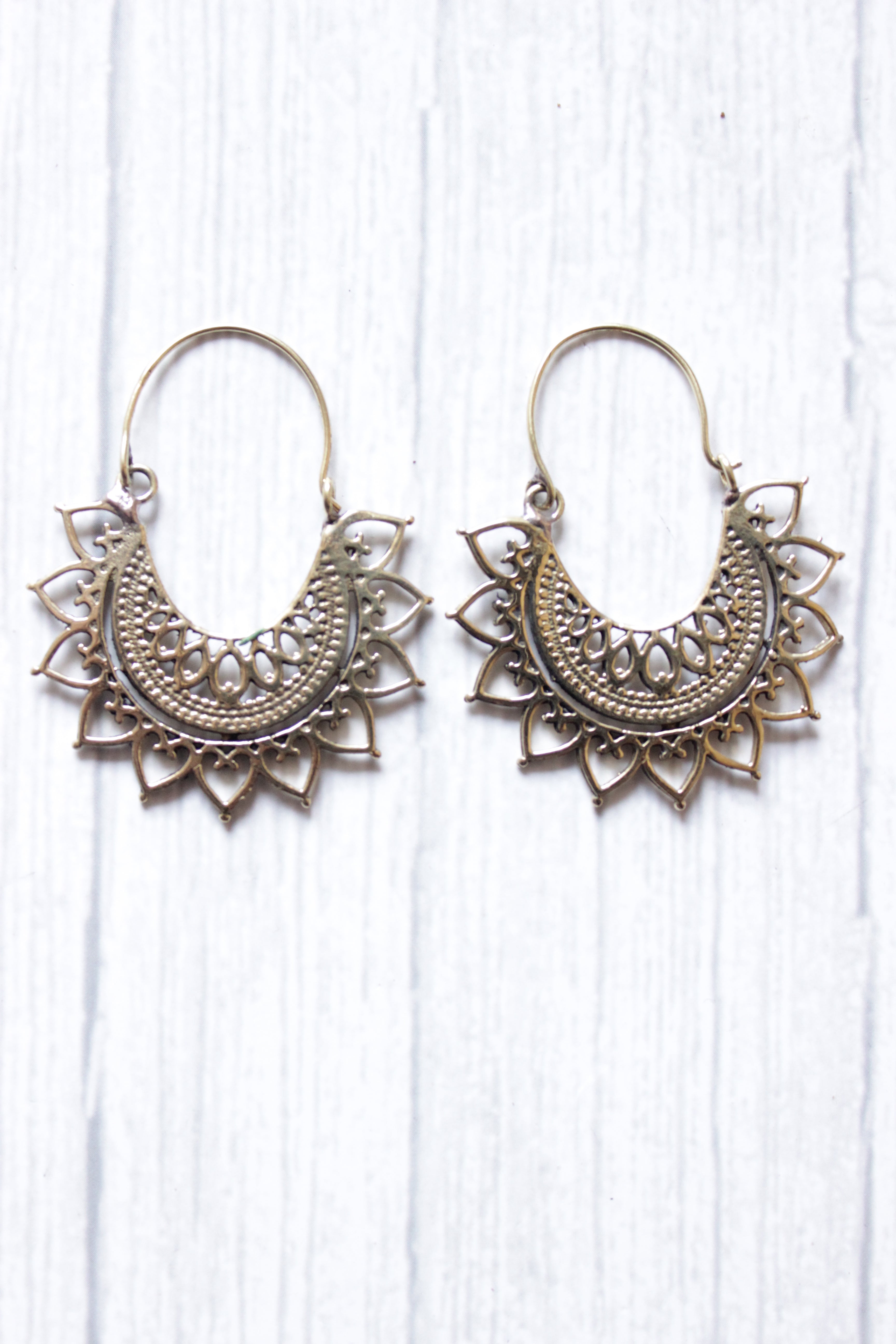 Buy Bright Gold Brass Mid Eastern Style Tribal Boho Hoop Earrings Online in  India - Etsy