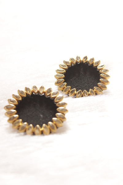 Petite Piazza Stud Earrings in Gold with Onyx – DelBrenna