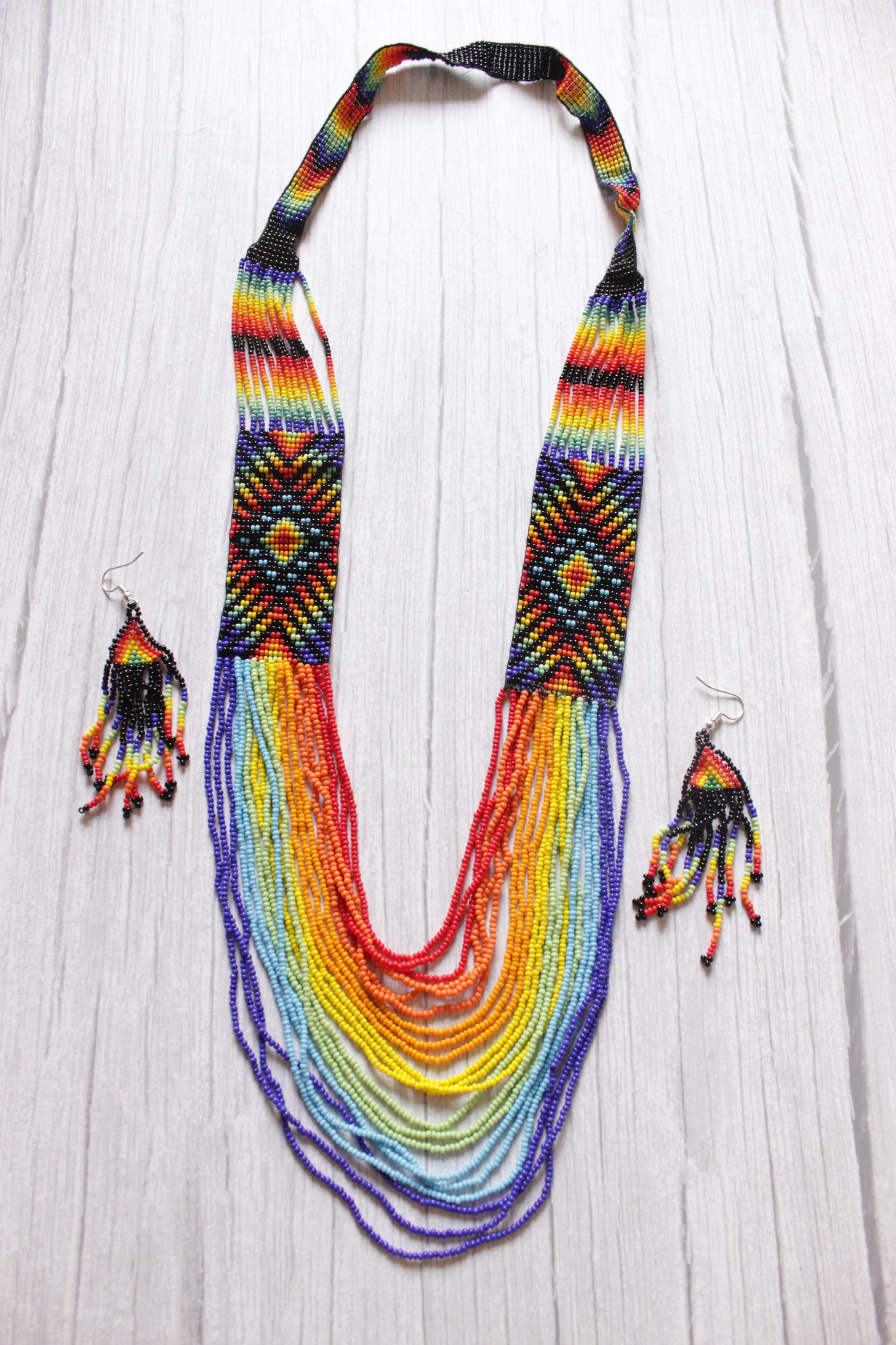 Multi-Layer and Multi-Color Handcrafted Beaded Necklace Set