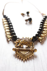 Gold-Toned GP Black Pearl Necklace Set