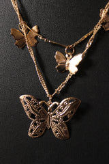 Gold Plated Butterfly Charms Layered Necklace