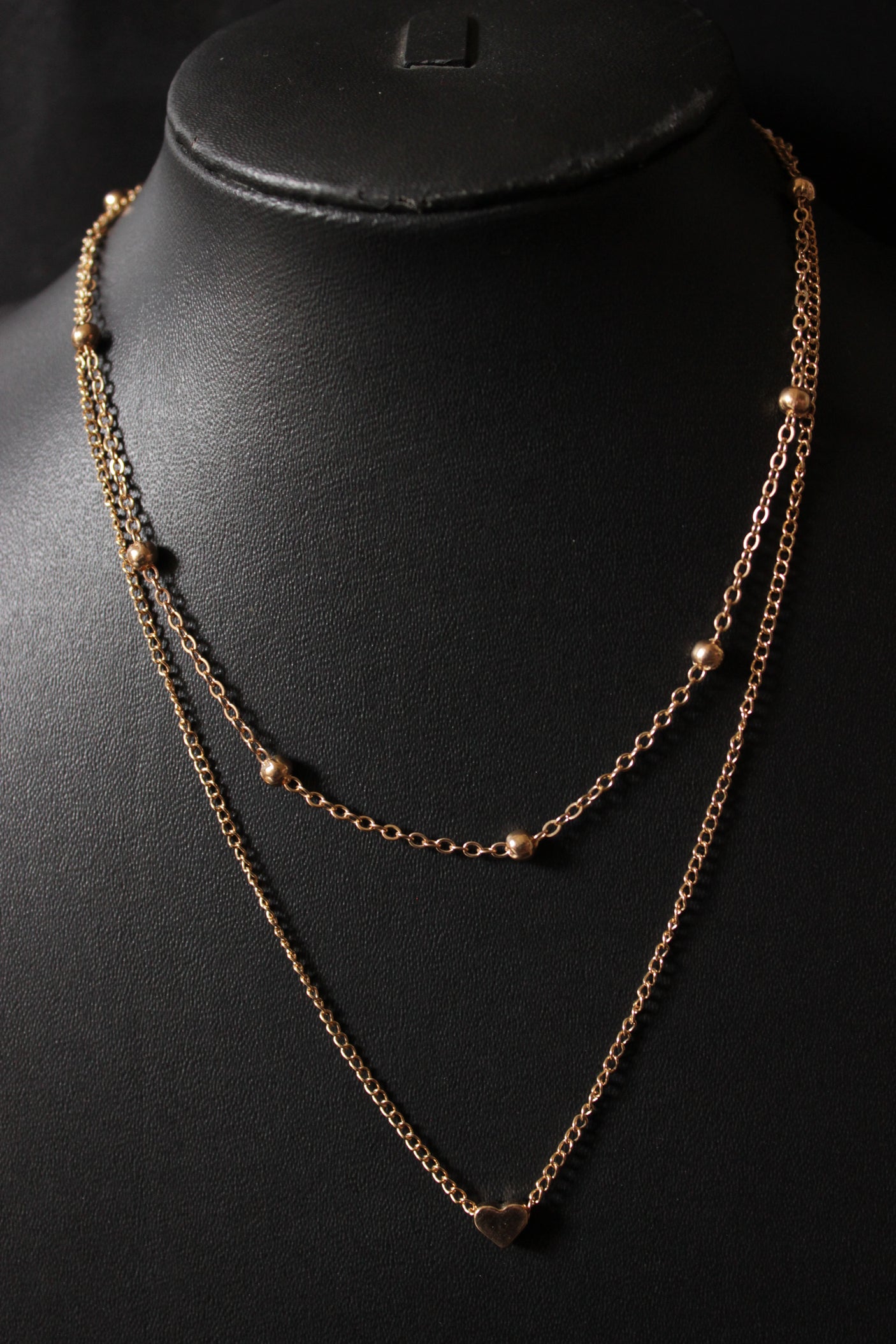 2 Layered Minimalist Heart Gold Plated Necklace