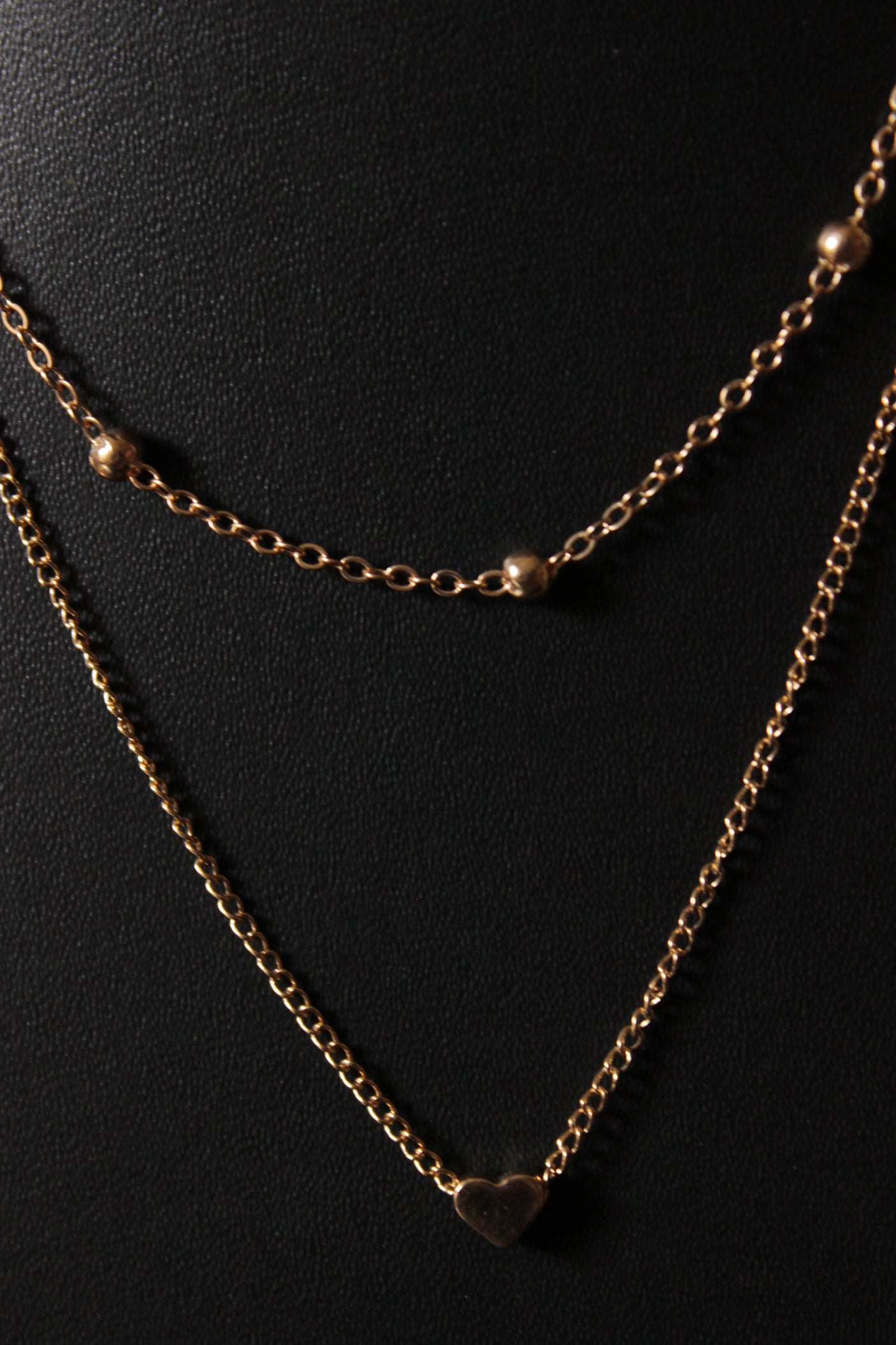 2 Layered Minimalist Heart Gold Plated Necklace