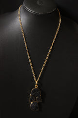 Titanium Black Sugar Druzy Gemstone Embedded Gold Plated Necklace