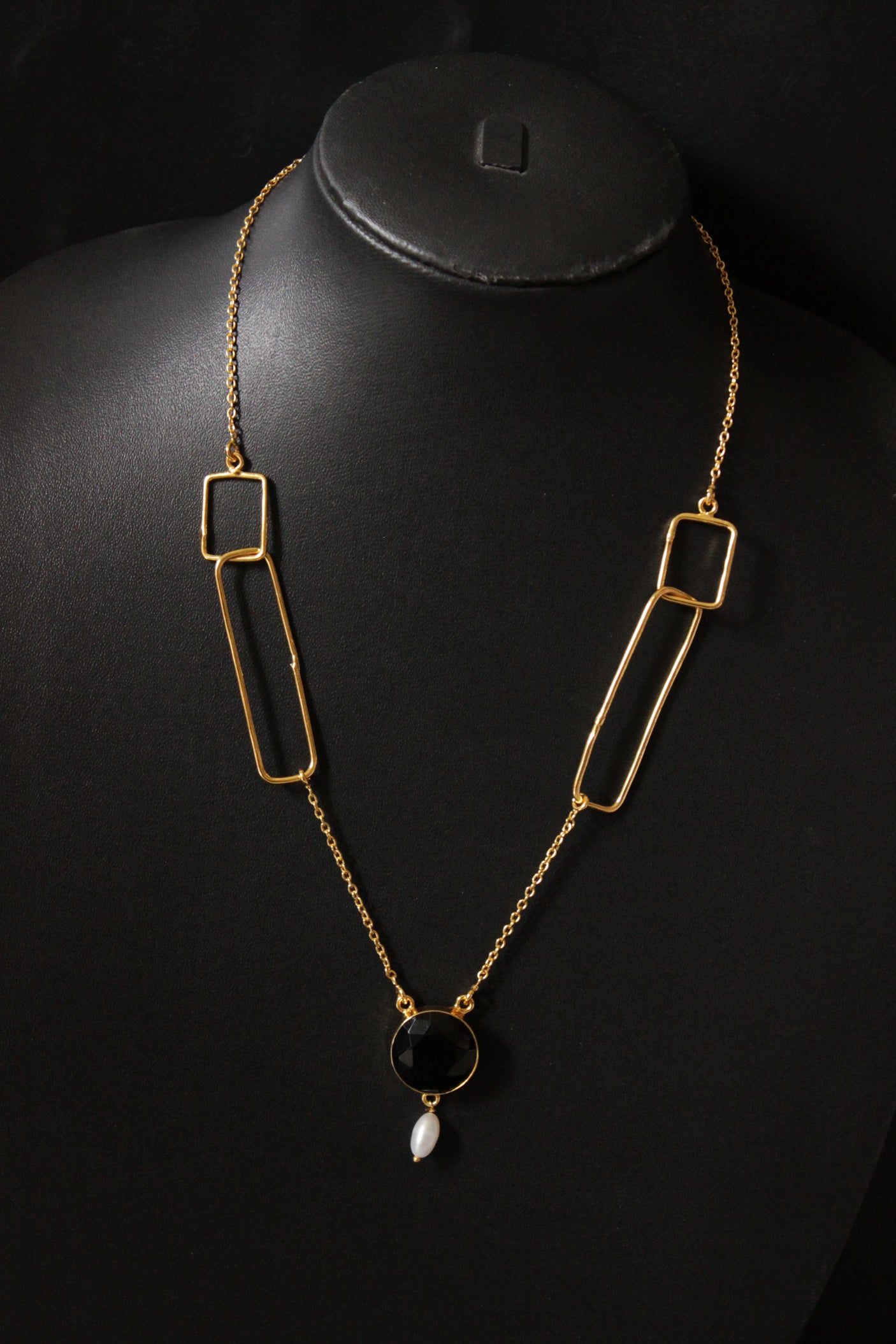 Black Spinel Gemstone Handmade Gold Plated Designer Necklace