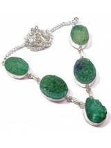 Green Titanium Druzy Gemstone Handmade Necklace 18'' to 24''