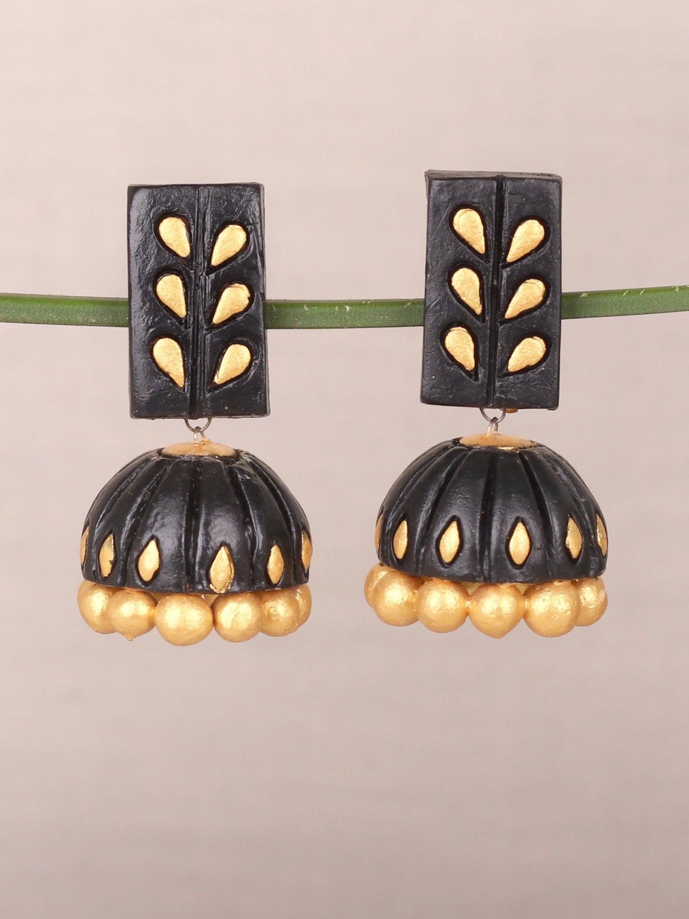 Stylish Black Elongated Dome Shaped Earrings - A Local Tribe