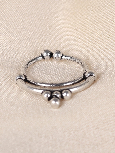 Tribal Design Silver Hue Oxidized Nose Ring - A Local Tribe